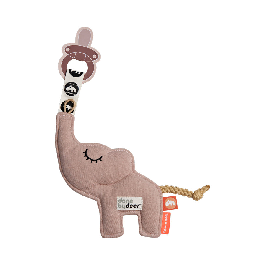 Done by Deer Cozy Pacifier Keeper - Elphee Powder Pink