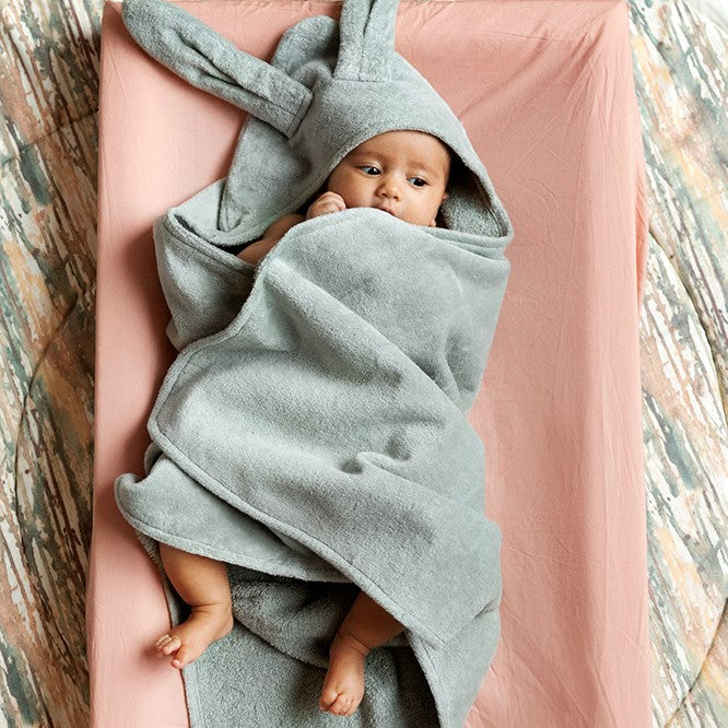 Elodie Details Hooded Towel - Mineral Green Bunny