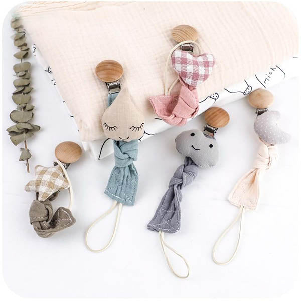 Cotton Cloth Dummy Clip Pacifier Chain - Star