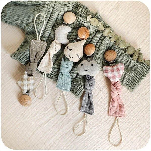 Cotton Cloth Dummy Clip Pacifier Chain - Star