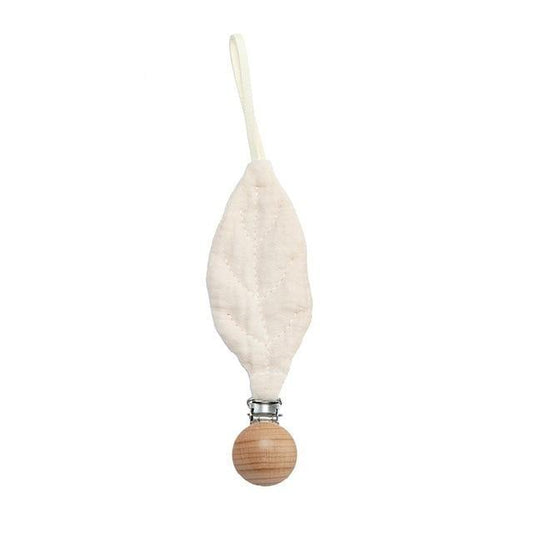 Cotton Cloth Dummy Clip Pacifier Chain - White Leaf