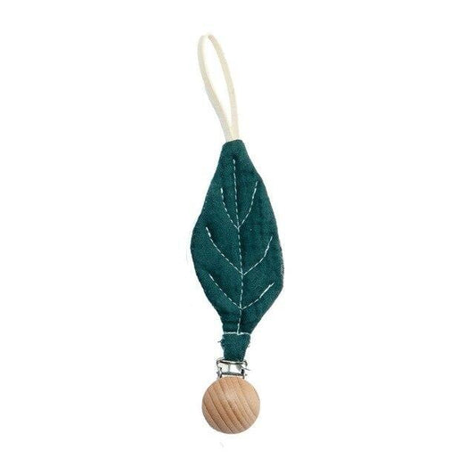 Cotton Cloth Dummy Clip Pacifier Chain - Green Leaf