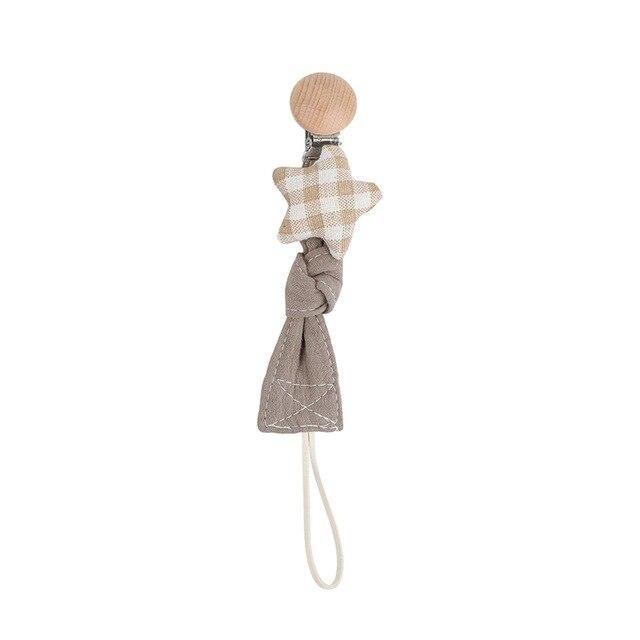 Cotton Cloth Dummy Clip Pacifier Chain - Star