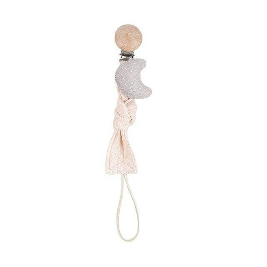 Cotton Cloth Dummy Clip Pacifier Chain - Moon