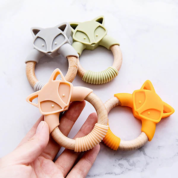 Fox Silicone & Wood Teether