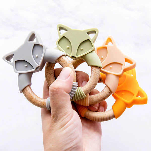 Fox Silicone & Wood Teether