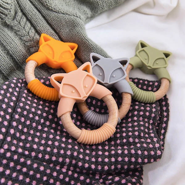 Fox Silicone & Wood Teether