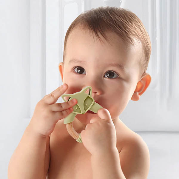 Fox Silicone & Wood Teether