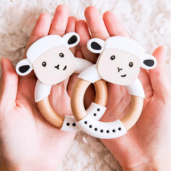 Sheep Silicone & Wood Teether
