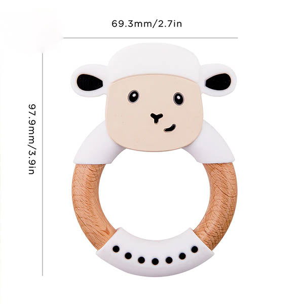 Sheep Silicone & Wood Teether