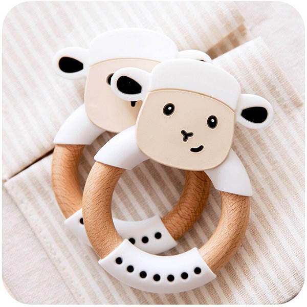 Sheep Silicone & Wood Teether
