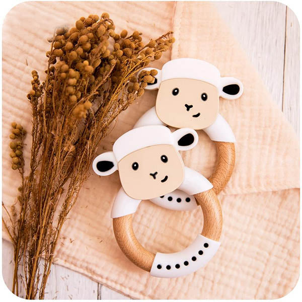 Sheep Silicone & Wood Teether