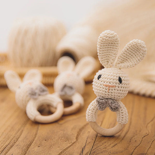 Wood Crochet Rattle - Bunny