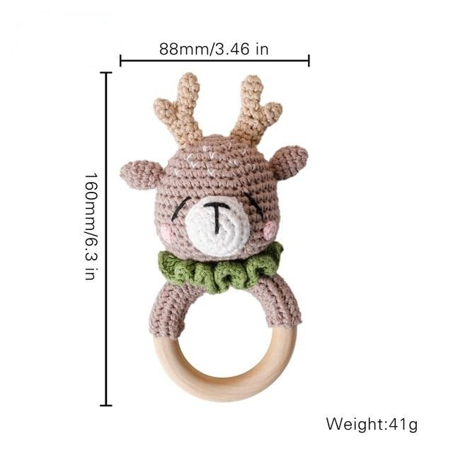 Wood Crochet Rattle - Reindeer