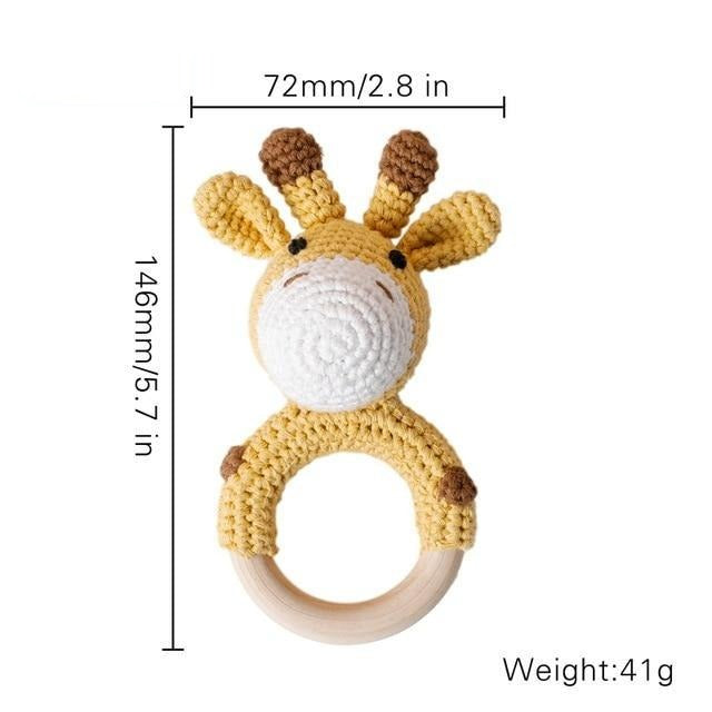 Wood Crochet Rattle - Giraffe