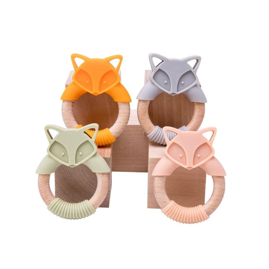 Fox Silicone & Wood Teether