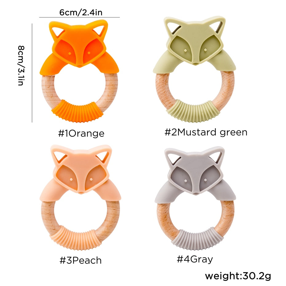 Fox Silicone & Wood Teether