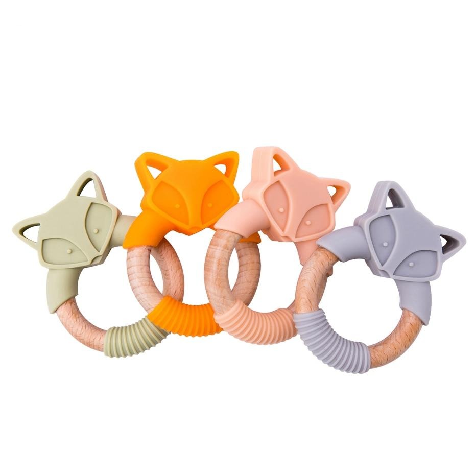 Fox Silicone & Wood Teether