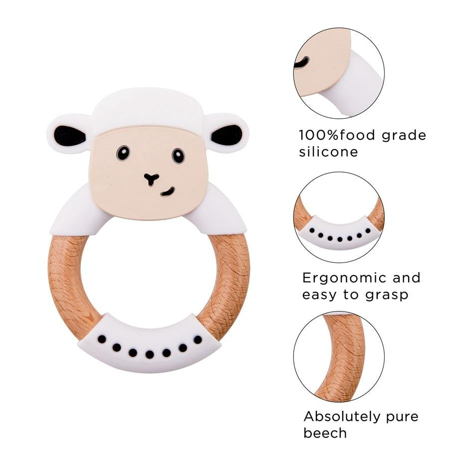 Sheep Silicone & Wood Teether