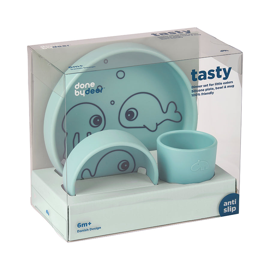 Done by Deer Silicone Dinner Set - Sea Friends Blue