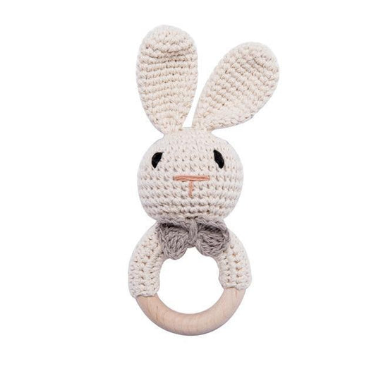 Wood Crochet Rattle - Bunny