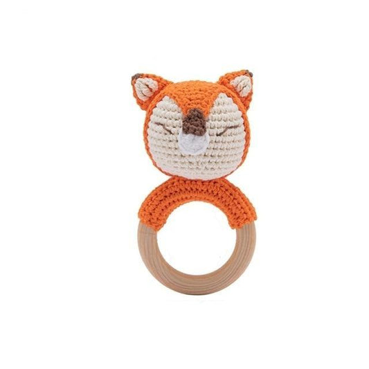Wood Crochet Rattle - Fox