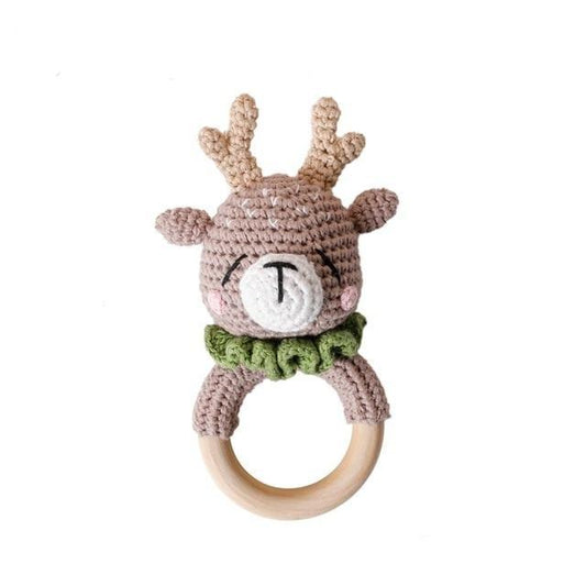 Wood Crochet Rattle - Reindeer